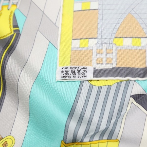 HERMES KARE90 BELT SANGLES EN ZIGAZAG YELLOW GRAY SCARF - Picture 4 of 4